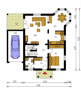 Floor plan of ground floor - KLASSIK 144